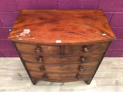 Lot 326 - 19th century mahogany bowfront chest of two short and three long graduated drawers