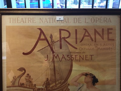 Lot 23 - After Albert Maignan, period lithographic print, Opera poster for Ariane by Massenet