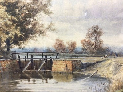 Lot 21 - Charles Harmony Harrison (1842-1902) watercolour 'Byrons Pool, Cambridge, signed and inscribed