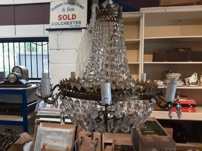 Lot 419 - Ornate Regency style brass and crystal chandelier