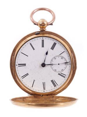 Lot 712 - Victorian 18ct gold pocket watch with engine turned case