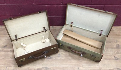 Lot 321 - Three vintage suitcases to include a brown leather case with Cunard White Star labels