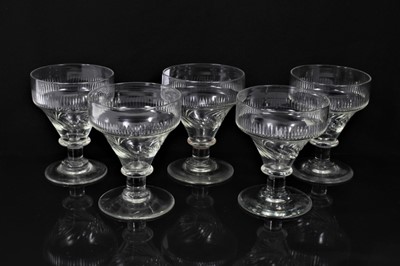Lot 170 - Set of five late Georgian glass rummers