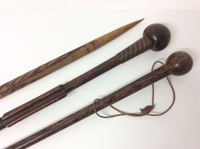 Lot 886 - Three Zulu tribal canes