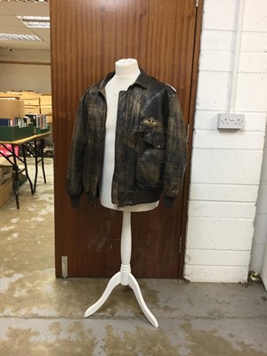 Lot 827 - Post Second World War Brown Leather A2 type flying jacket with elasticated cuffs and RAF wings badge to breast, N.B. size is roughly a large