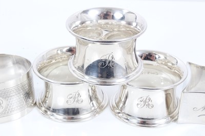 Lot 62 - Six silver napkin rings (various dates and makers)