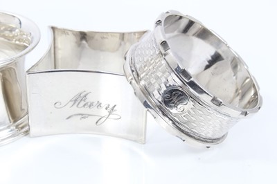Lot 62 - Six silver napkin rings (various dates and makers)