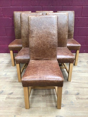 Lot 365 - Set of six contemporary leather dining chairs