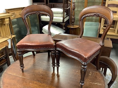Lot 1073 - Set of six early Victorian mahogany dining chairs, each with hoop back and stud closed upholstery on fluted legs