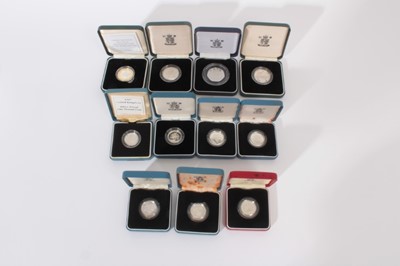 Lot 350 - G.B. Royal Mint silver proof coinage to include Two Pounds 50th Anniversary of The End of W.W.II 1995, The Celebration of Football 1996, Rugby World Cup 1999, One Pound 1983, 1984 x 4, 1997, 2000 a...