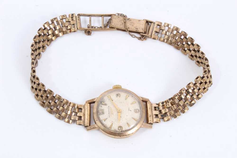 Lot 53 - Longines 9ct gold ladies wristwatch on 9ct gold bracelet