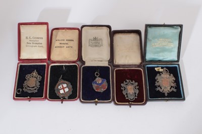 Lot 364 - G.B. - Silver Sports Fob-Medallions x 5 circa 1890-1920, in cases of issue (5 medallions)