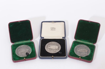 Lot 365 - G.B.-The National Pig Breeders Association White Metal Medallions x 3 - diameter 50mm, awarded to Brig. General B. Atkinson C.B.C.M.G (Former resident of Mistley Hall, Essex, now Acorn Village) dat...