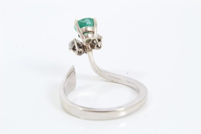 Lot 56 - 18ct white gold emerald and diamond ring