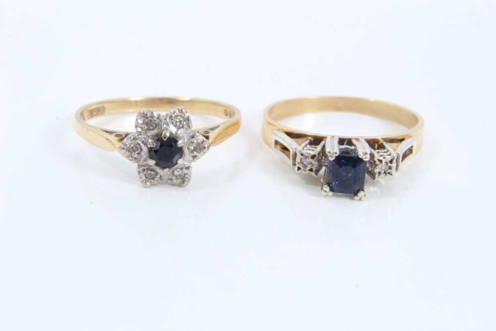 Lot 58 - Two 18ct gold sapphire and diamond rings