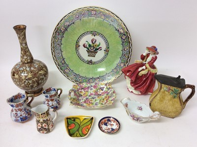 Lot 1204 - Group of china to include Victorian Doulton vase, two 19th century minature Masons jugs, together with Doulton figurine etc