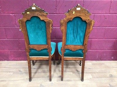Lot 316 - Pair of Victorian carved oak and walnut high back side chairs