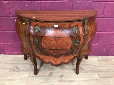 Lot 381 - 19th century style French marquetry inlaid bombe sideboard