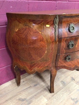 Lot 381 - 19th century style French marquetry inlaid bombe sideboard