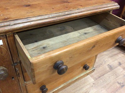 Lot 310 - Victorian pine dresser base with three drawers and cupboard