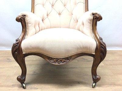 Lot 1501 - Victorian upholstered armchair