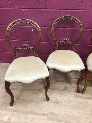 Lot 382 - Set of four Victorian walnut dining chairs