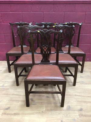 Lot 320 - Set of six Edwardian mahogany Chippendale revival mahogany dining chairs