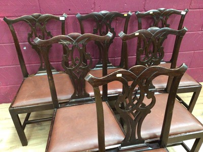 Lot 320 - Set of six Edwardian mahogany Chippendale revival mahogany dining chairs