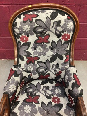 Lot 300 - Victorian mahogany spoon back armchair and a late Victorian walnut open armchair