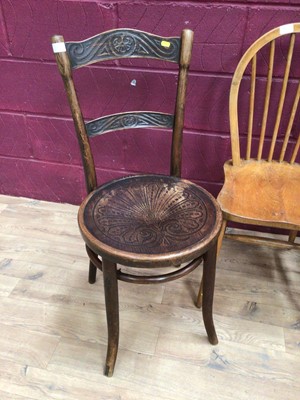 Lot 319 - Pair of 1940s Ercol 4A hoop back chairs and pair of Thonet bentwood chairs