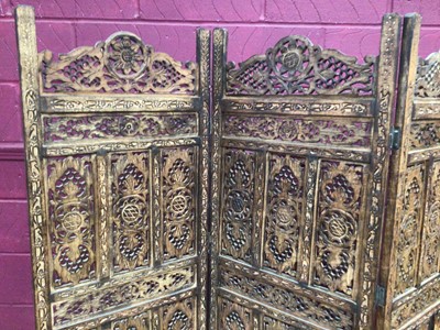 Lot 314 - French four tier whatnot and an Indian three-fold screen