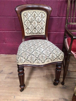 Lot 327 - Victorian childs chair, together with two Victorian chairs, Mackintosh style stick back chair