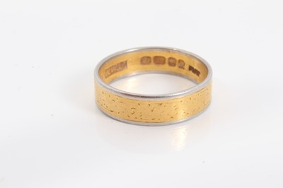 Lot 69 - 22ct gold and platinum wedding ring, London 1958, size N½