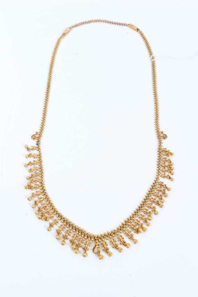 Lot 73 - Late 19th century continental 14ct gold fringe necklace