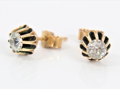 Lot 76 - Pair of antique diamond single stone earrings, each with an old cut diamond estimated to weigh approximately 0.25cts, in gold setting