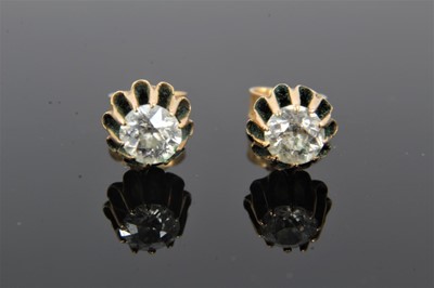 Lot 76 - Pair of antique diamond single stone earrings, each with an old cut diamond estimated to weigh approximately 0.25cts, in gold setting