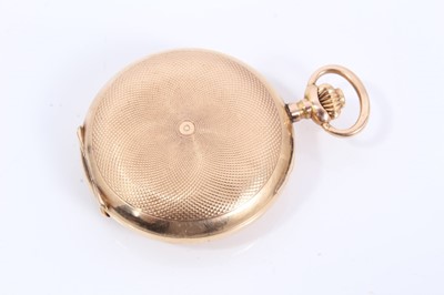Lot 81 - Early 20th century ladies Swiss 14ct gold cased full hunter fob watch