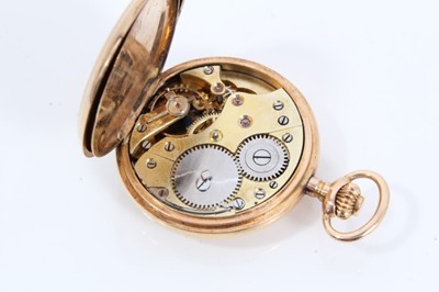 Lot 81 - Early 20th century ladies Swiss 14ct gold cased full hunter fob watch