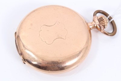 Lot 82 - Early 20th century Gentlemen’s Swiss 14ct rose gold cased full hunter pocket watch