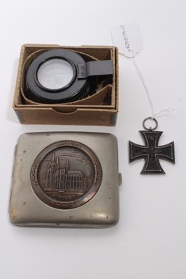 Lot 804 - First World War Imperial German Iron Cross (Second Class), German cigarette case and Verner's pattern military compass in box