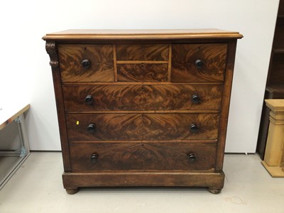 Lot 1 - Victorian mahogany chest of four short and three long graduated drawers, 126cm wide x 55.5cm deep x 123.5cm high