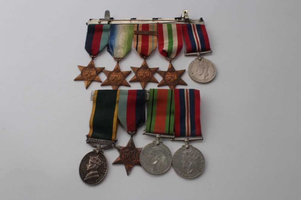 Lot 647 - Second World War medal group, comprising George VI Territorial Efficiency medal named to 4615963 PTE. A. Bridgehouse. W. Yorks, 1939 - 1945 Star, Defence and War medals (mounted on bar), together w...