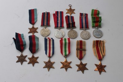 Lot 648 - Collection of various Second World War campaign medals comprising 1939 - 1945 Star (x4), Italy Star (x1), France and Gemany Star (x1), Africa Star (x2), 8th Army clasp (x1), Defence medal (x1) and...