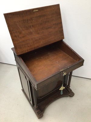 Lot 12 - Victorian mahogany Davenport with lined top and four side drawers, 61cm wide