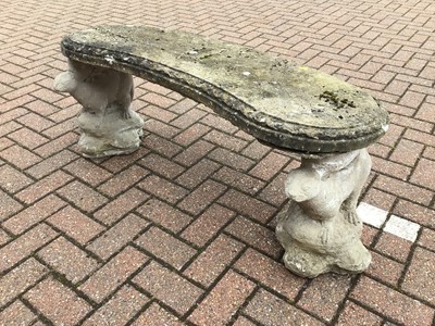 Lot 52 - Concrete garden bench with otter supports 115cm x 47cm