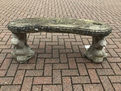 Lot 52 - Concrete garden bench with otter supports 115cm x 47cm