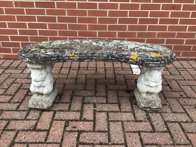 Lot 53 - Concrete garden bench with squirrel supports 111cm x 46cm