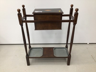 Lot 27 - Small umbrella/stick stand with glove box and two trays below, 60cm wide x 81cm high