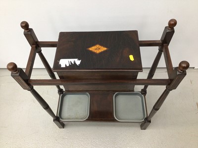 Lot 27 - Small umbrella/stick stand with glove box and two trays below, 60cm wide x 81cm high