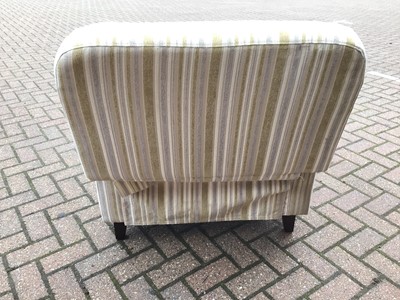 Lot 64 - Contemporary armchair with green, grey and cream striped upholstery 88cm wide x 97cm high